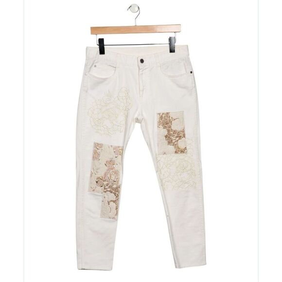 Stella McCartney Gold Patchwork Embroidery Boyfriend Jeans 31 - Picture 4 of 15